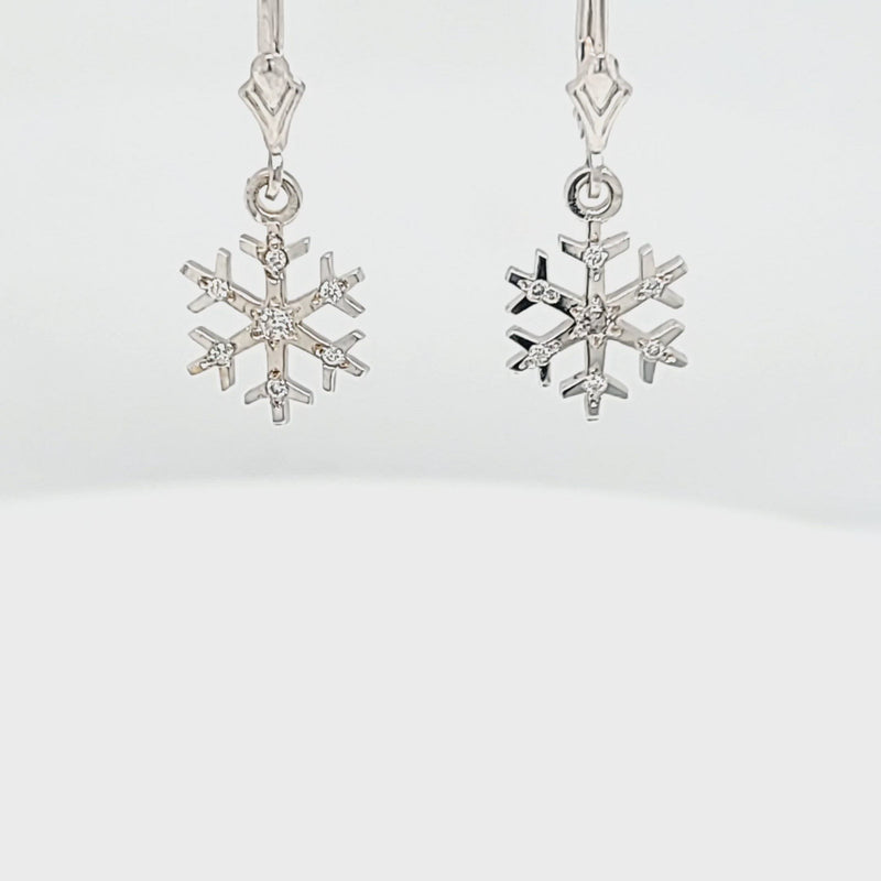 Diamond Accented Snowflake Dangle Earrings