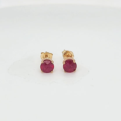 Round Ruby Basket Stud Earrings
