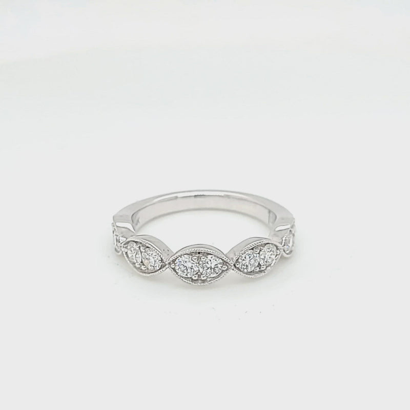 White Gold .75 Carat Diamond Scalloped Style Ring