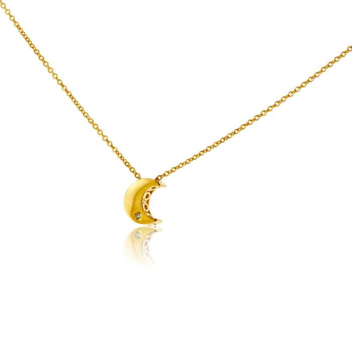 Dainty Crescent Moon Style Single Diamond Pendant - Park City Jewelers