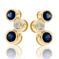 Dainty Diamond & Blue Sapphire Bezel Post Earrings - Park City Jewelers