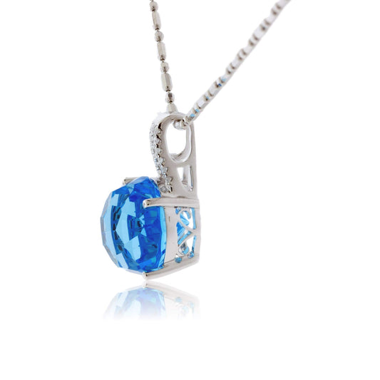Daisy Cut Blue Topaz & Diamond Pendant - Park City Jewelers