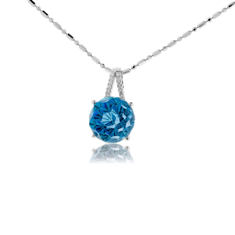 Daisy Cut Blue Topaz & Diamond Pendant - Park City Jewelers