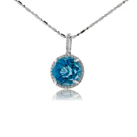 Daisy Cut Blue Topaz & Diamond Pendant - Park City Jewelers