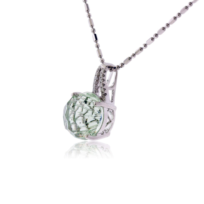 Daisy Cut Green Amethyst & Diamond Pendant - Park City Jewelers