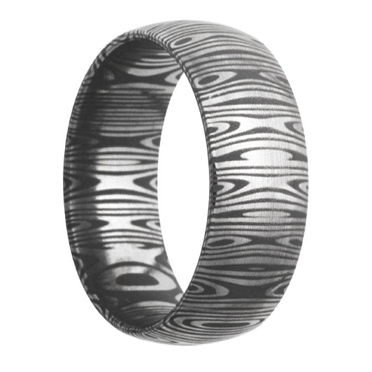 Damascus Stainless Steel Domed Band - Park City Jewelers
