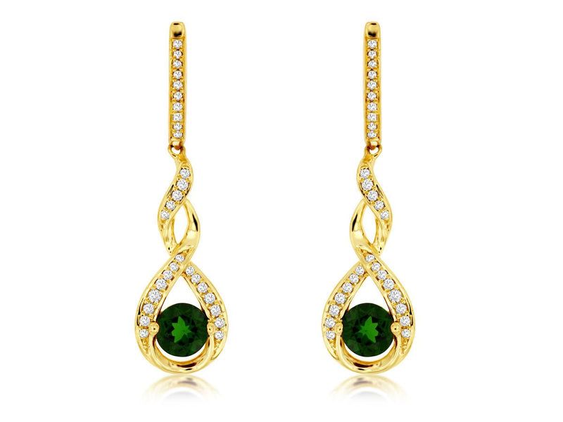 Dangle Chrome Diopside and Diamond Earrings - Park City Jewelers
