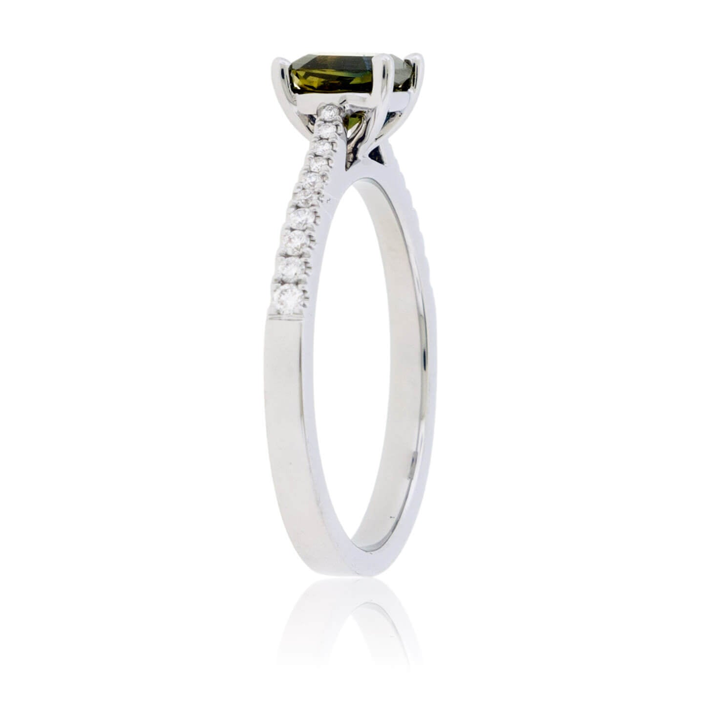 Dark Peacock Blue-Green Sapphire & Diamond Ring - Park City Jewelers
