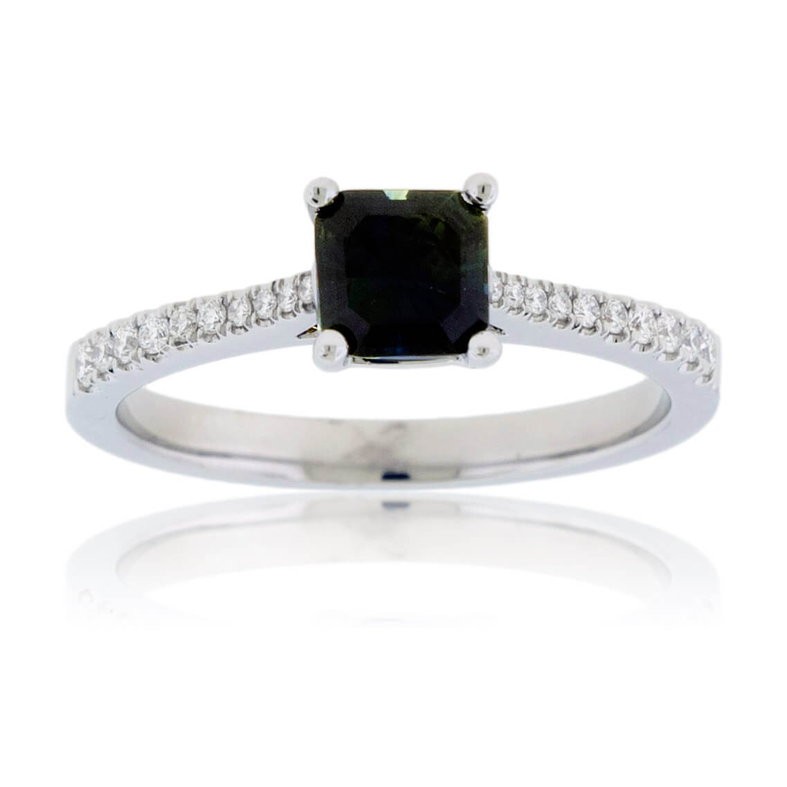 Dark Peacock Blue-Green Sapphire & Diamond Ring - Park City Jewelers