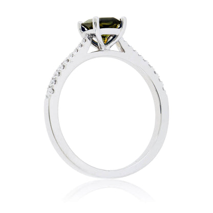 Dark Peacock Blue-Green Sapphire & Diamond Ring - Park City Jewelers