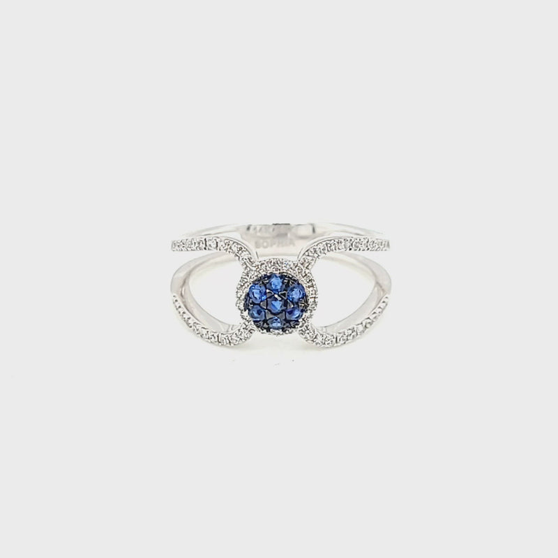 Double Shank Diamond & Sapphire Ring