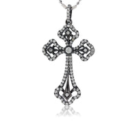 Decorative Black Rhodium Diamond Cross Pendant - Park City Jewelers