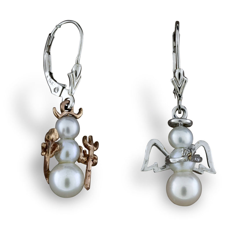 Devil and Angel Pearl Snowman Earrings - Park City Jewelers