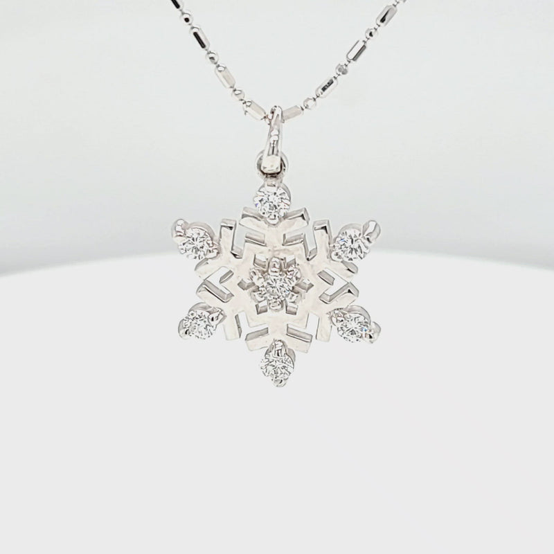 Large Diamond Tipped Snowflake Necklace