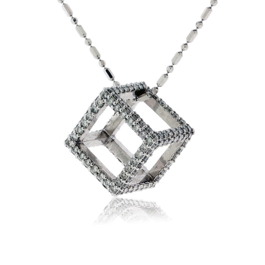 Diamond 3D Style Box Cube Pendant - Park City Jewelers