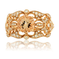 Diamond Accented Round Morganite Filigree Ring - Park City Jewelers