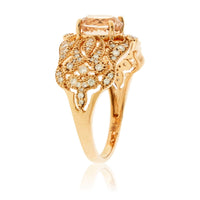 Diamond Accented Round Morganite Filigree Ring - Park City Jewelers