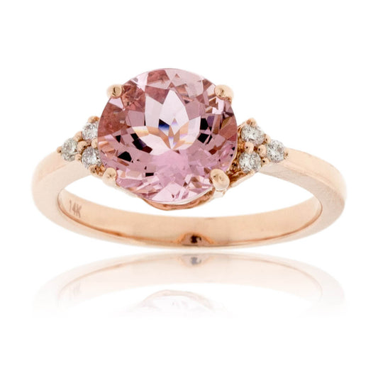 Diamond Accented Round Morganite Ring - Park City Jewelers