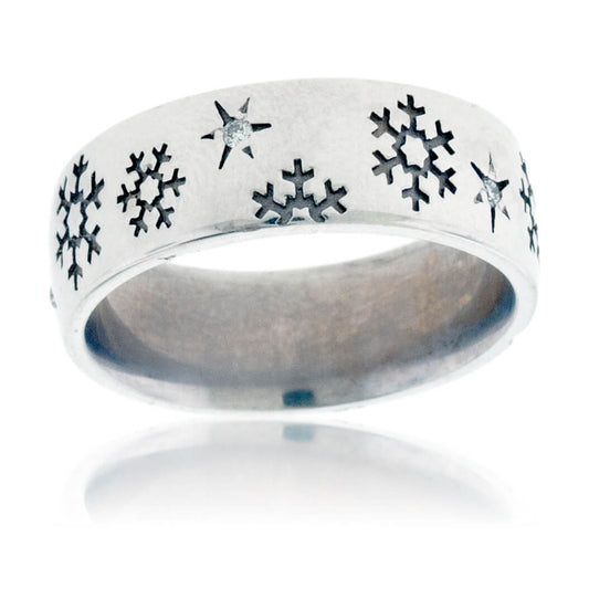 Diamond Accented Snowflake Band - Park City Jewelers