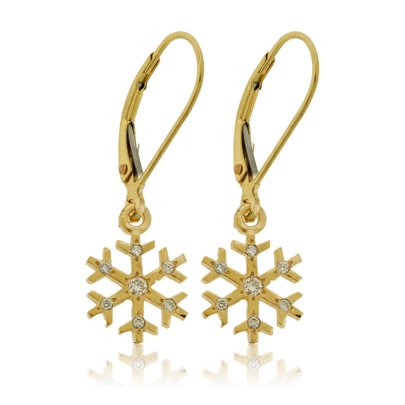 Diamond Accented Snowflake Dangle Earrings - Park City Jewelers