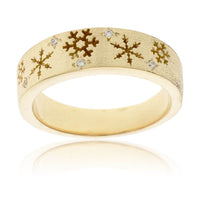 Diamond Accented Snowflake Flurry Style Band - Park City Jewelers