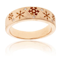 Diamond Accented Snowflake Flurry Style Band - Park City Jewelers