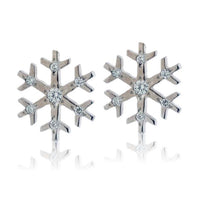 Diamond Accented Snowflake Stud Earrings - Park City Jewelers