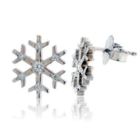 Diamond Accented Snowflake Stud Earrings - Park City Jewelers