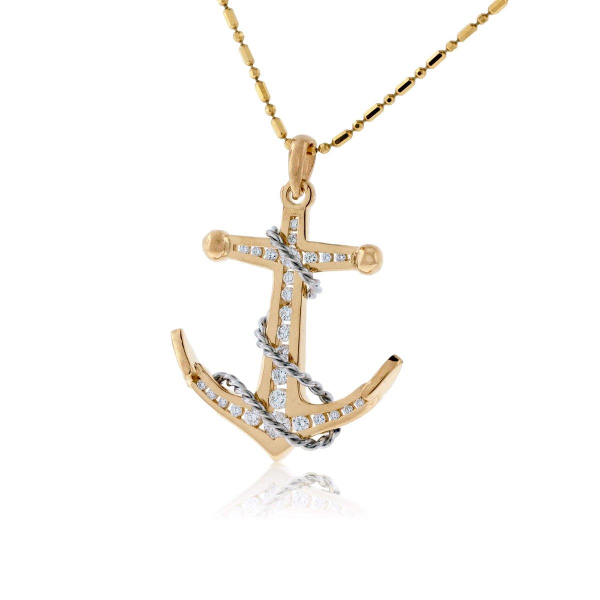 Diamond Anchor and Golden Rope Necklace - Park City Jewelers