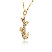 Diamond Anchor and Golden Rope Necklace - Park City Jewelers