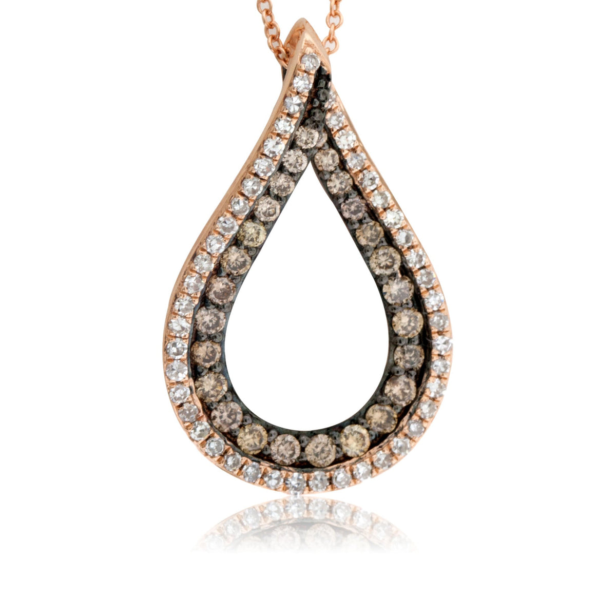 Diamond and Cognac Diamond Teardrop Pendant - Park City Jewelers