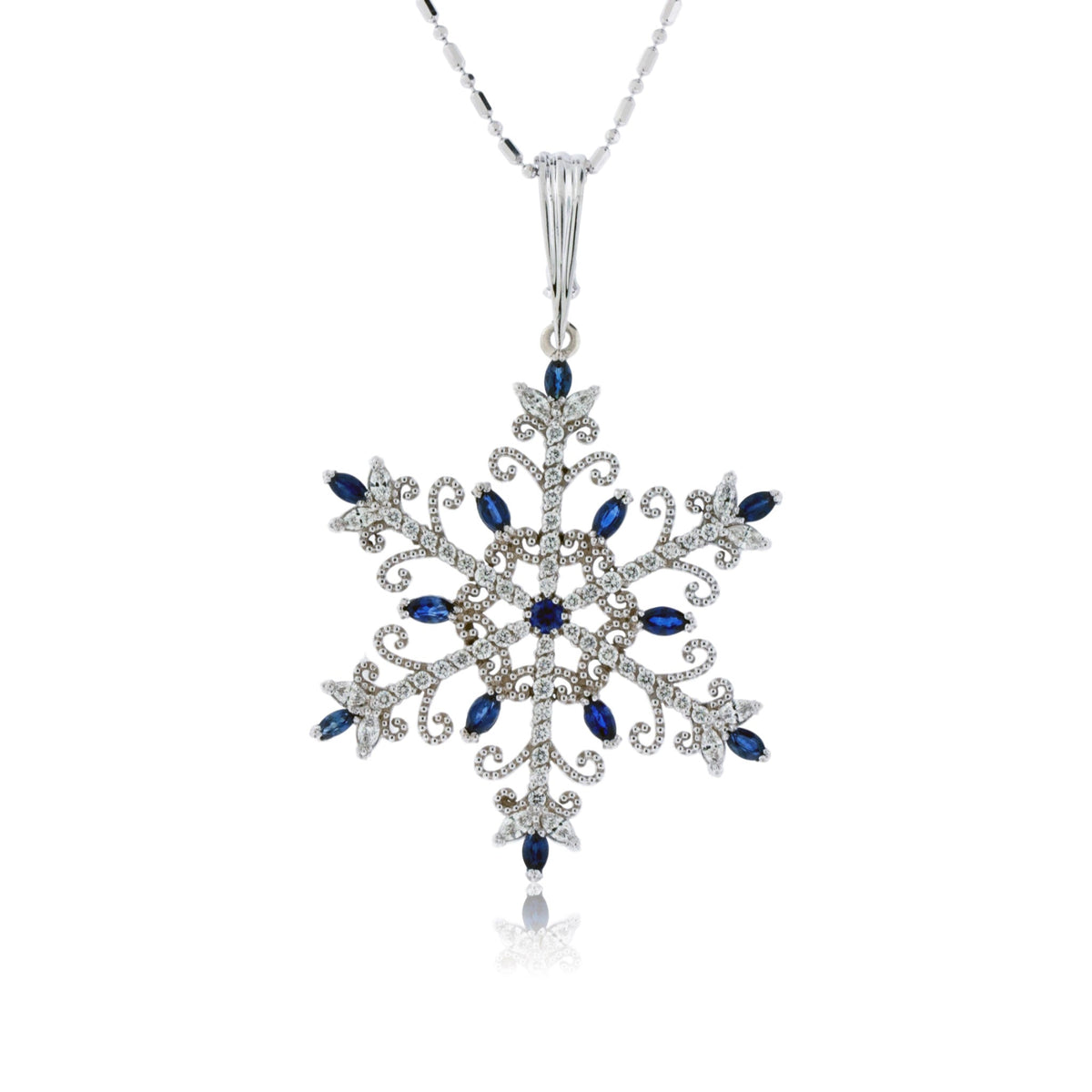 Diamond and Sapphire Snowflake Pendant - Park City Jewelers