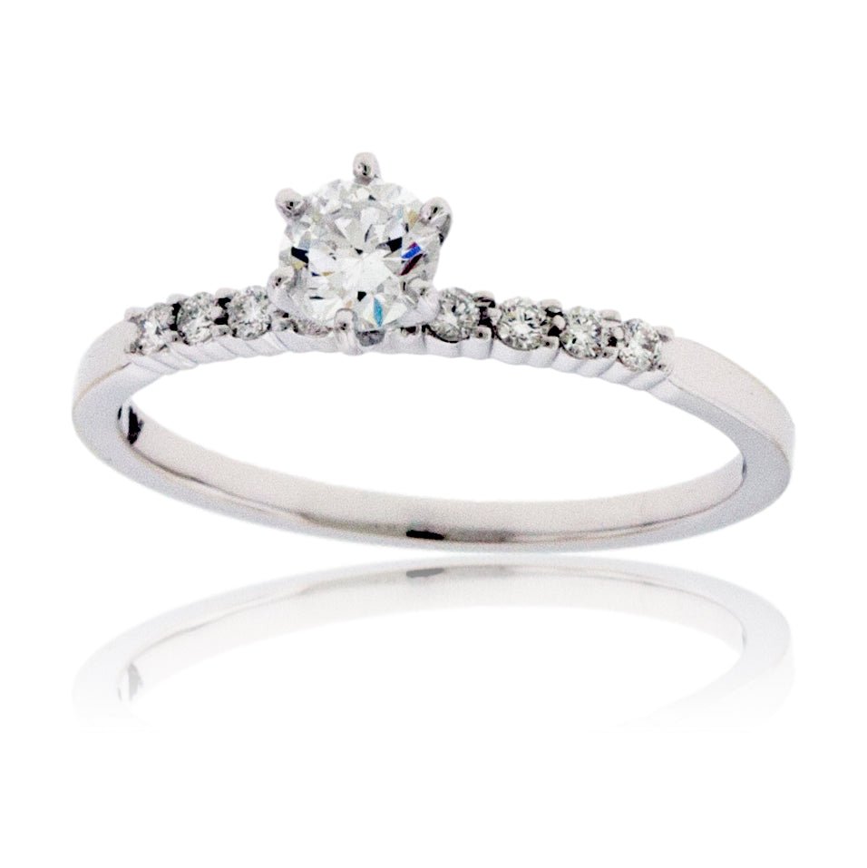 Diamond Center and Diamond Accented Classic Style Engagement Ring - Park City Jewelers