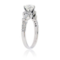 Diamond Center and Diamond Accented Vintage Style Engagement Ring - Park City Jewelers