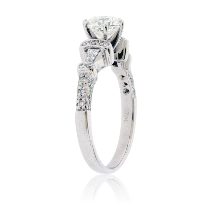 Diamond Center and Diamond Accented Vintage Style Engagement Ring - Park City Jewelers
