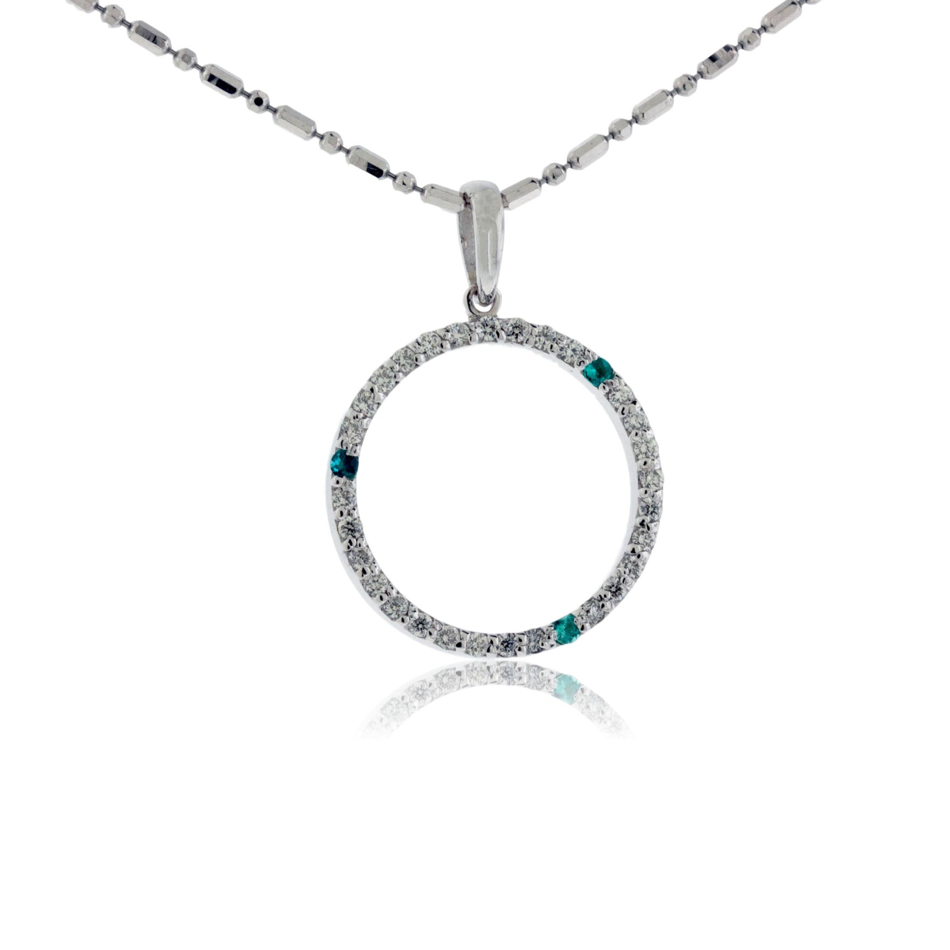 Diamond Circle and Pariba Tourmaline Pendant - Park City Jewelers