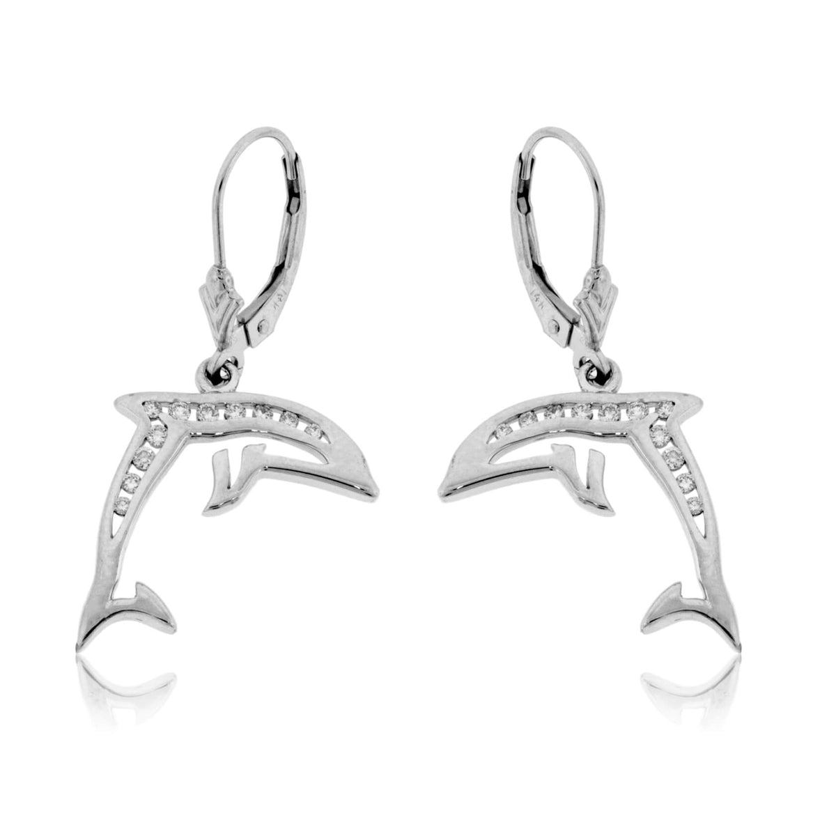 Diamond Dangle Dolphin Earrings - Park City Jewelers