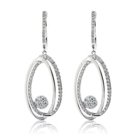 Diamond Dangle Off-Set Oval Dangle Earrings - Park City Jewelers