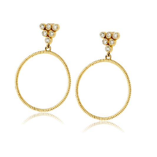 Diamond Dangle Roped Circle Dangle Earrings - Park City Jewelers
