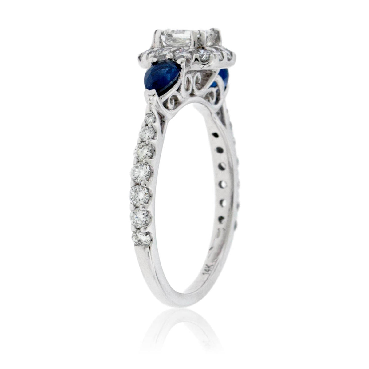 Diamond Engagement Wedding Ring with Sapphire Accents - Park City Jewelers