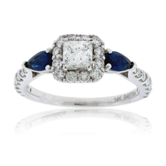 Diamond Engagement Wedding Ring with Sapphire Accents - Park City Jewelers