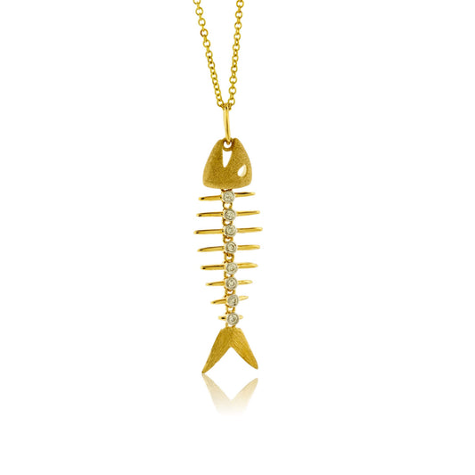 Diamond Fish Bone Pendant - Park City Jewelers