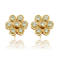 Diamond Flower Style Round Diamond Earrings - Park City Jewelers