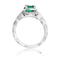 Diamond Halo and Emerald Vintage Style Ring - Park City Jewelers