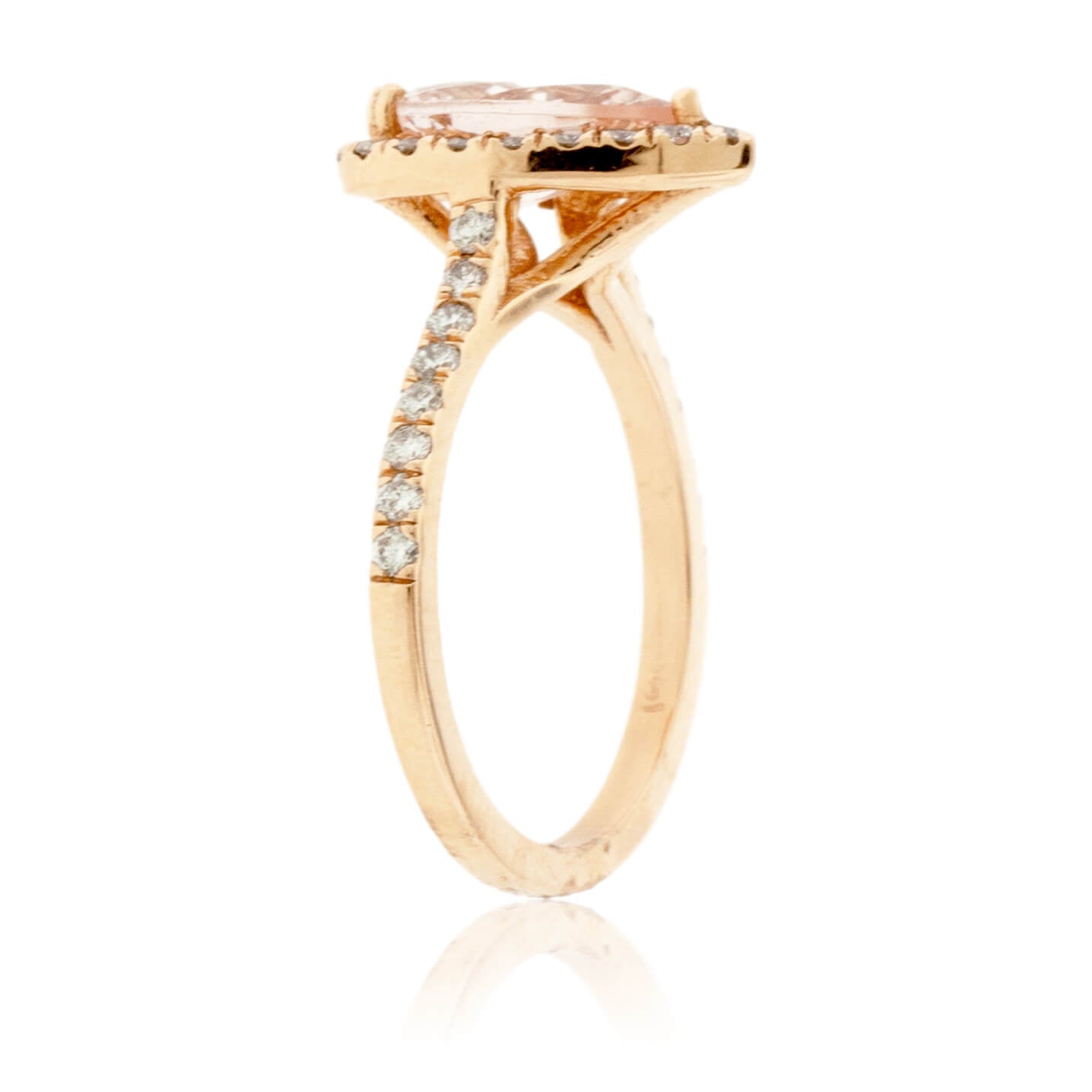 Diamond Halo Pear Shaped Morganite Ring - Park City Jewelers
