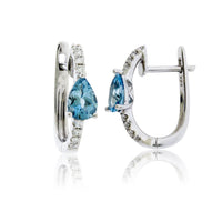 Diamond Hoop & Aquamarine Pear Earrings - Park City Jewelers