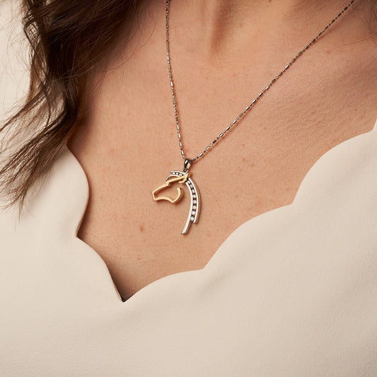 Diamond Horse Head Silhouette Necklace Large - Park City Jewelers