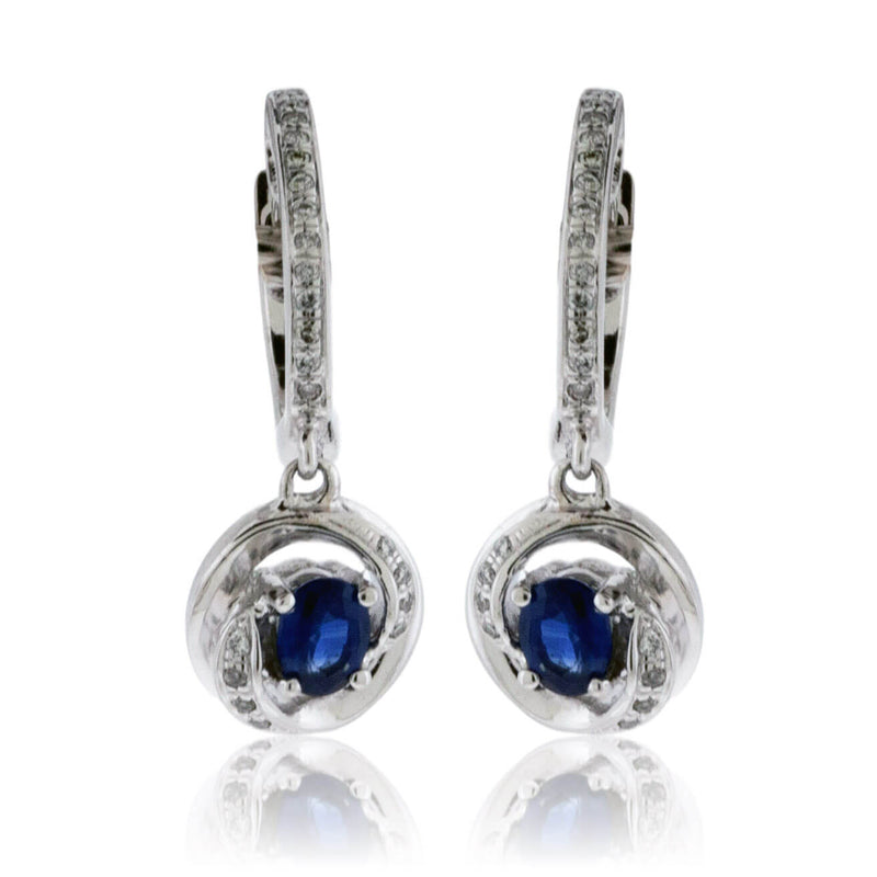 Diamond Huggie & Sapphire Dangle Earrings - Park City Jewelers