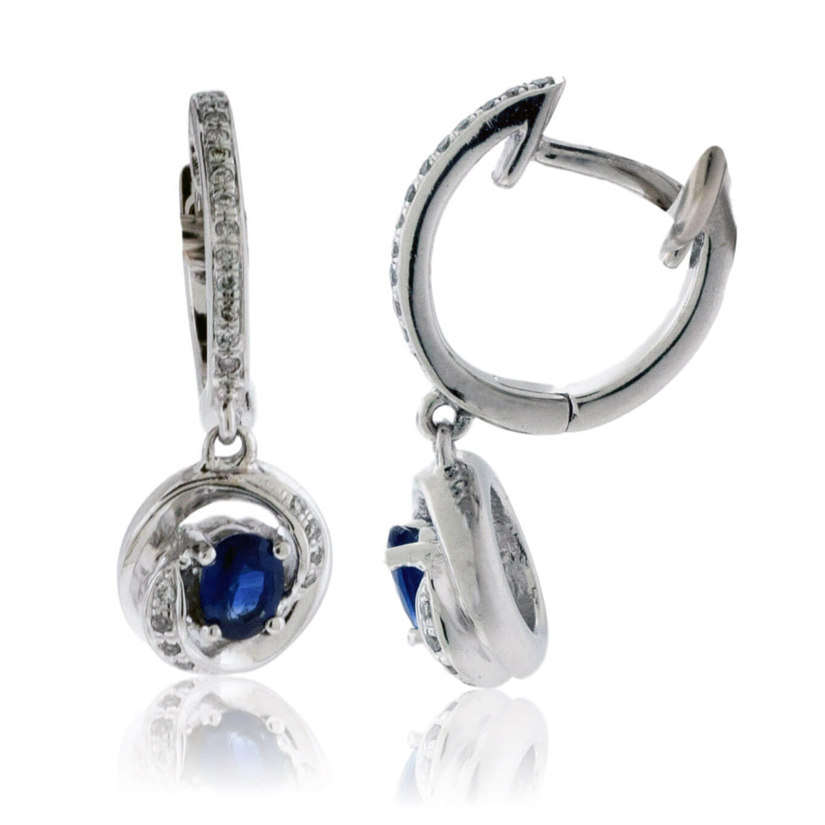 Diamond Huggie & Sapphire Dangle Earrings - Park City Jewelers
