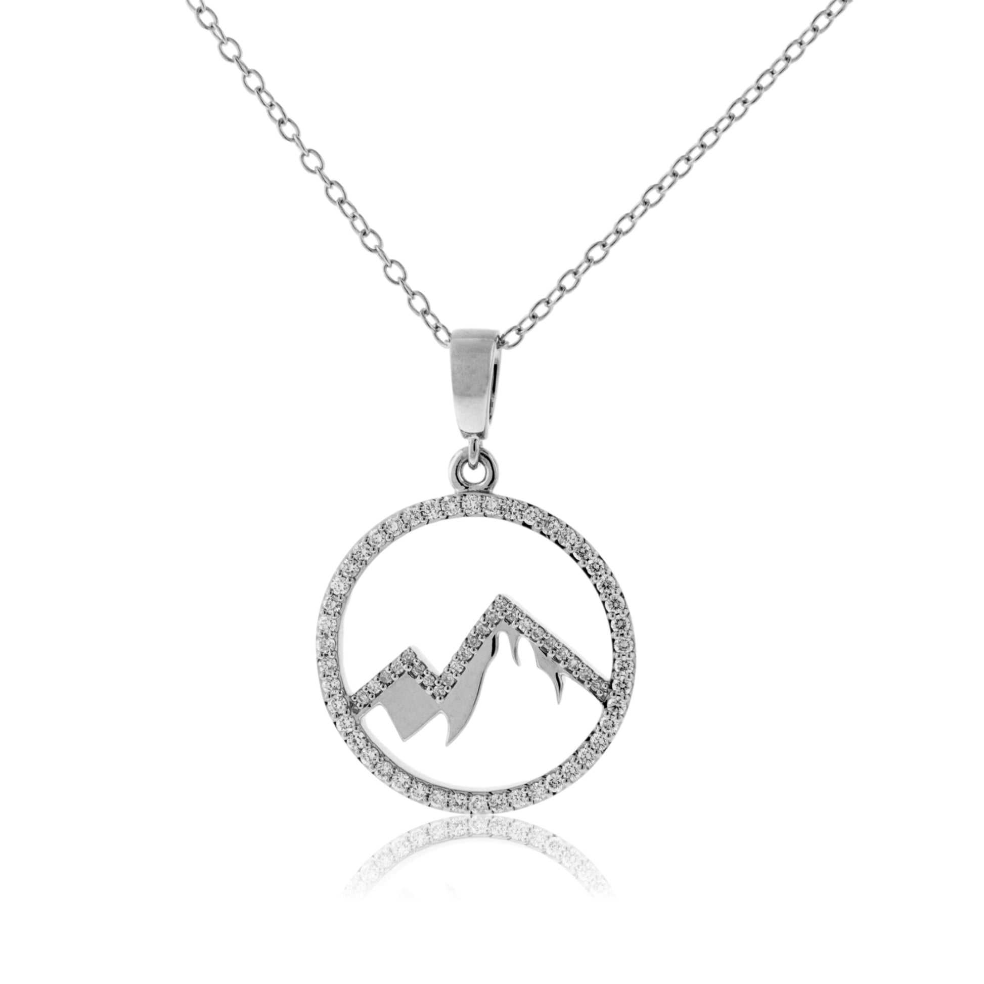 Diamond Mountain Silhouette in Circle Necklace - Park City Jewelers